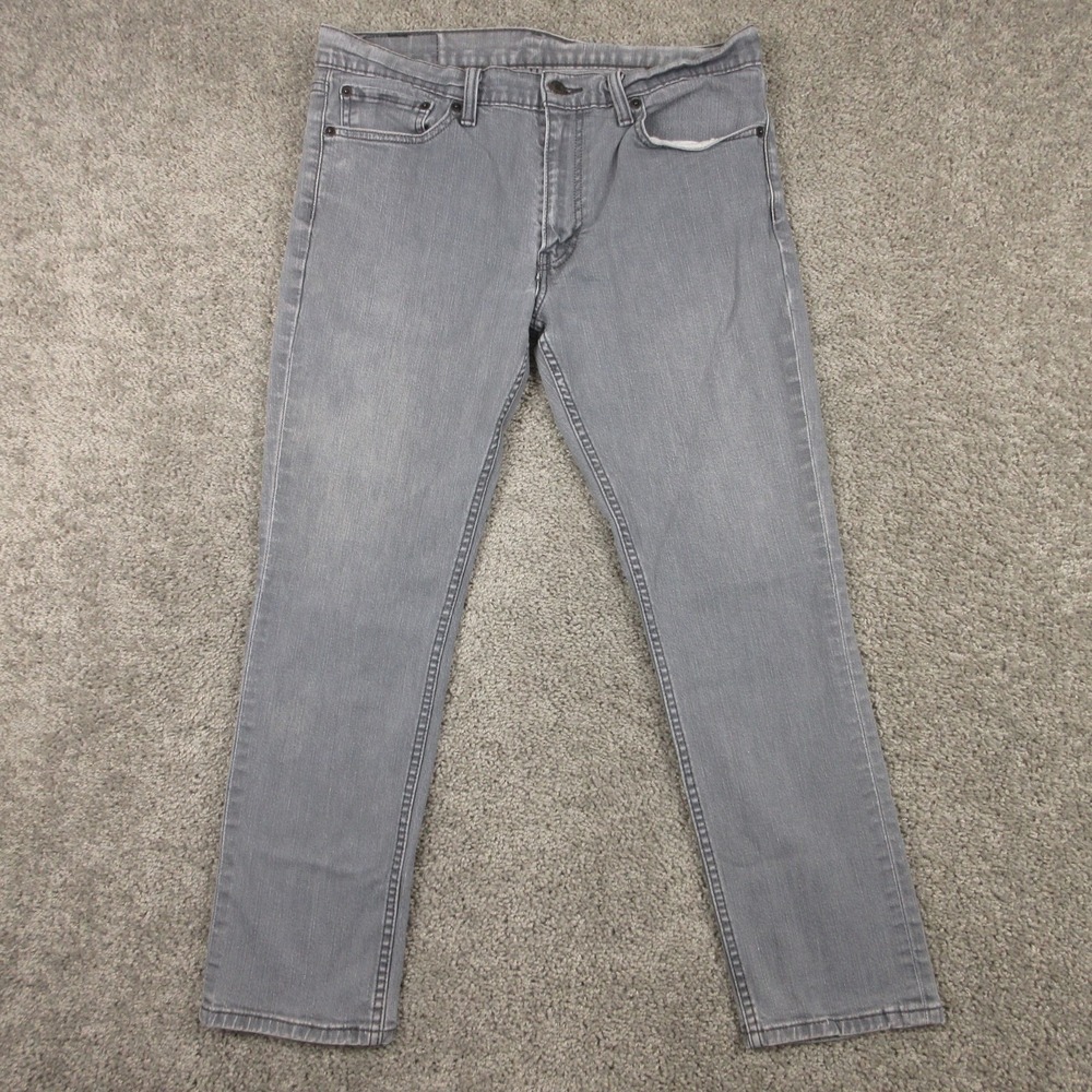 Levis Jeans Mens 34x26 (Tag 36x30) Gray 511 Slim Straight Flex Zip Denim Pants